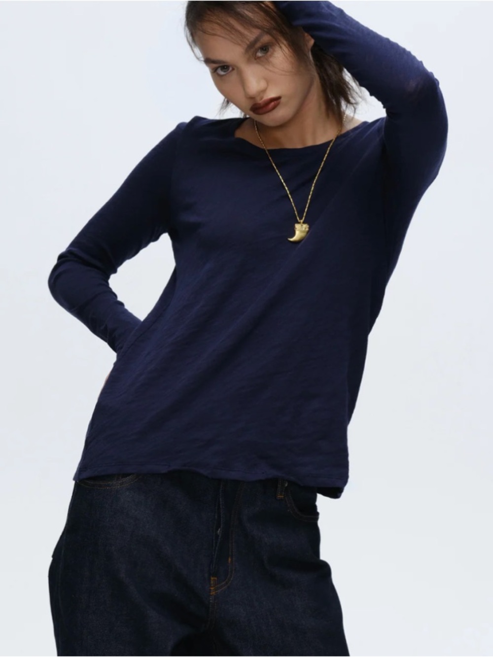 ATM Anthony Thomas Melillo Long Sleeve Destroyed Tee Midnight, XS